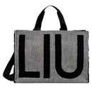 Tote Bag Donna LIU JO in Tessuto Check Nero con Maxi Logo