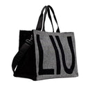 Tote Bag Donna LIU JO in Tessuto Check Nero con Maxi Logo