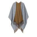 LIU JO Double-Face-Poncho für Damen aus Stoff mit Monogram-Denim-Print