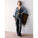 LIU JO Double-Face-Poncho für Damen aus Stoff mit Monogram-Denim-Print