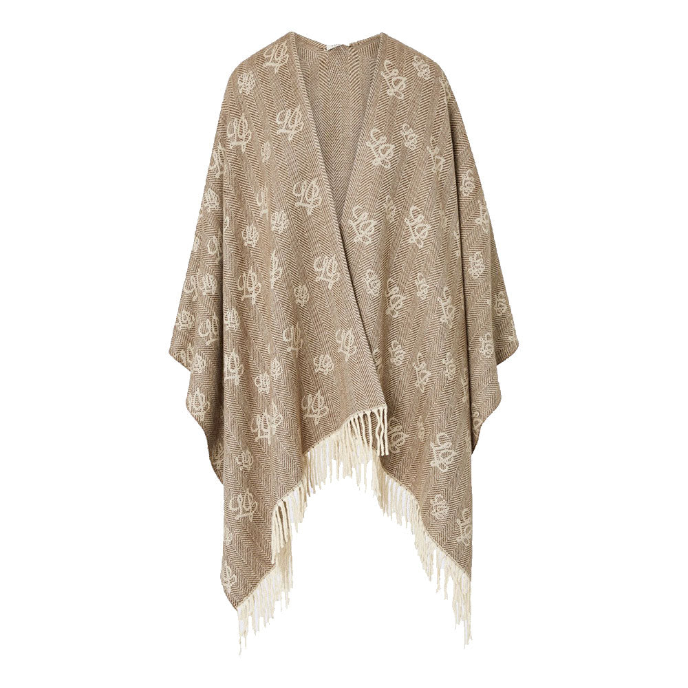 Poncho Donna LIU JO in Misto Viscosa Testa di Moro con Logo