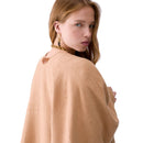 Poncho Donna LIU JO in Misto Viscosa color Cammello con Logo Embossed