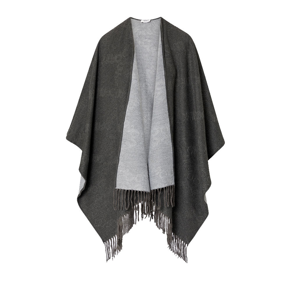 Poncho Donna LIU JO in Misto Viscosa color Antracite con Logo Embossed