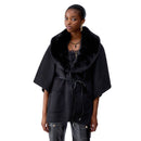 Cappa Donna LIU JO in Montone Sintetico Nero con Collo in Fake Fur