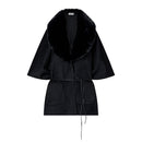 Cappa Donna LIU JO in Montone Sintetico Nero con Collo in Fake Fur