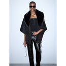 Cappa Donna LIU JO in Montone Sintetico Nero con Collo in Fake Fur