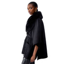 Cappa Donna LIU JO in Montone Sintetico Nero con Collo in Fake Fur