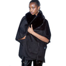 Cappa Donna LIU JO in Montone Sintetico Nero con Collo in Fake Fur
