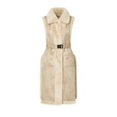 Gilet Lungo Donna LIU JO in Montone Sintetico color Burro