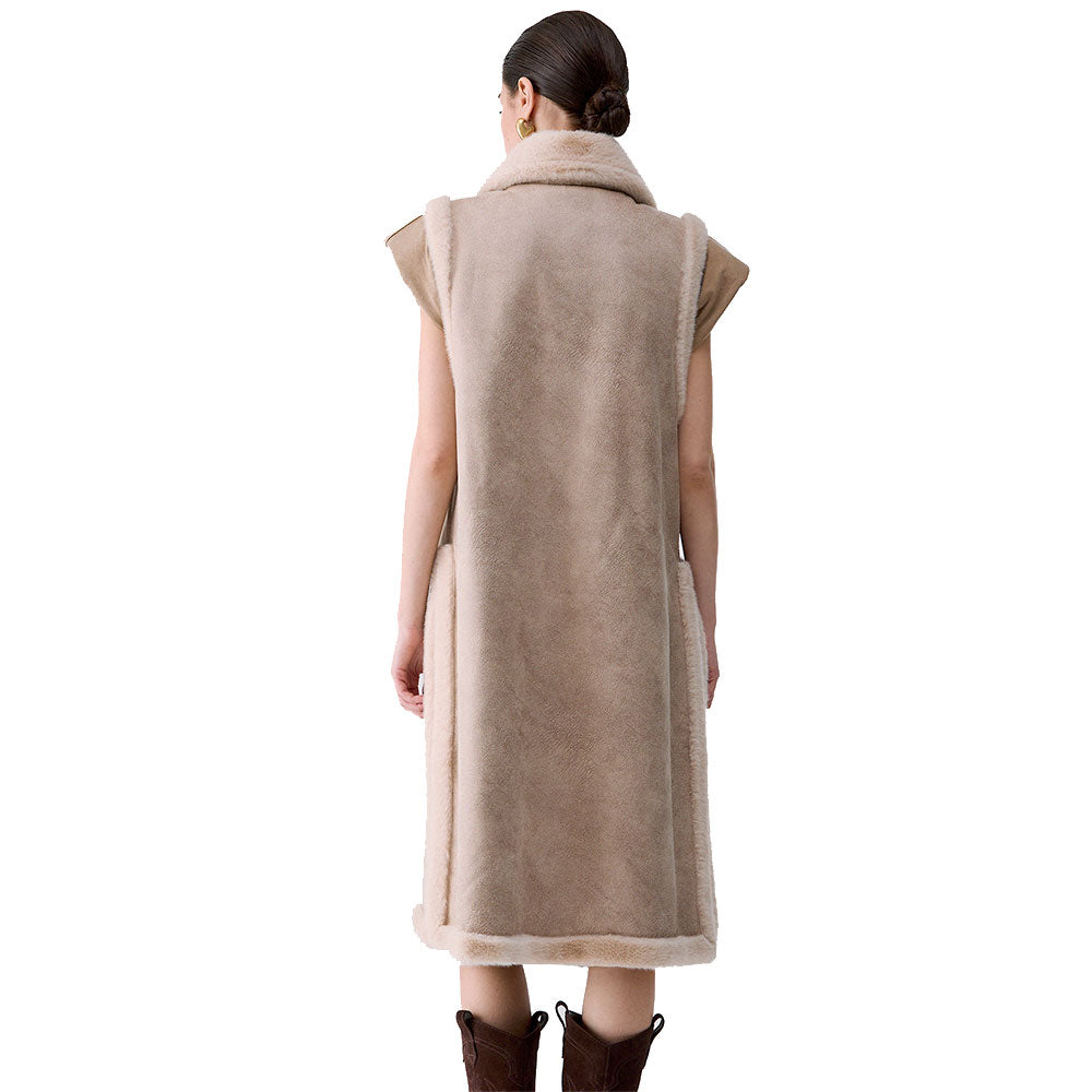 Gilet Lungo Donna LIU JO in Montone Sintetico color Burro