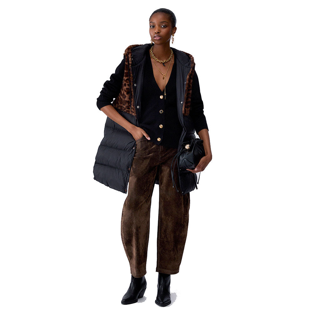 Gilet con Cappuccio Donna LIU JO in Tessuto Teddy stampa Animalier e Inserto Effetto Piumino