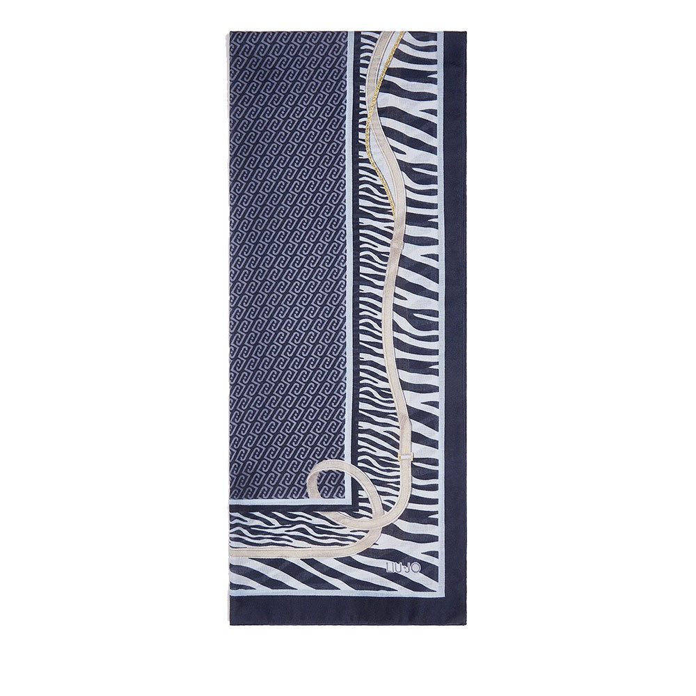 Stola Donna 180 x 70 cm LIU JO stampa Animalier con Cinturini Blu