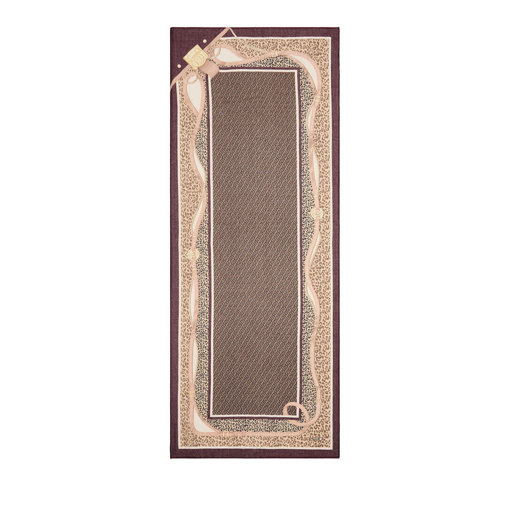 Stola Donna 180 x 70 cm LIU JO stampa Animalier con Cinturini color Melanzana