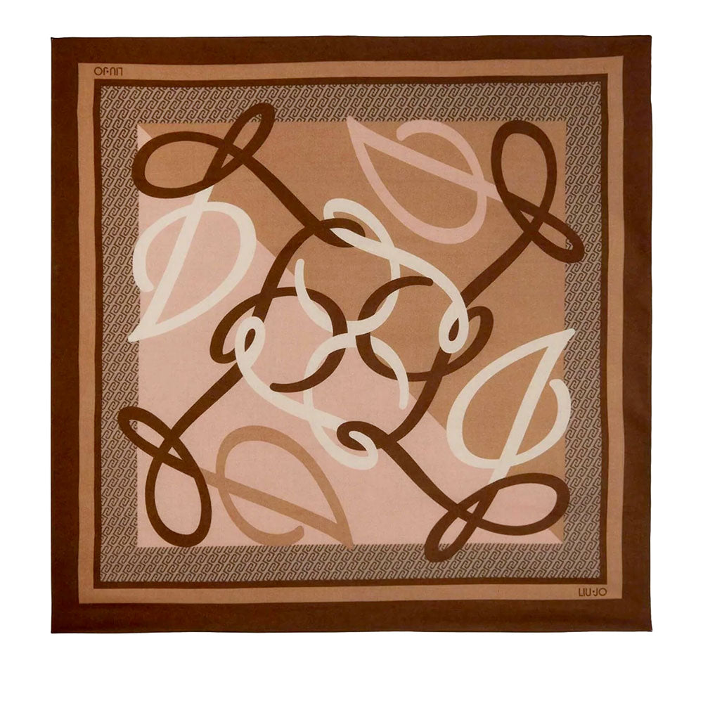 Foulard Donna 120 x 120 cm LIU JO stampa Logo Monogram color Cammello