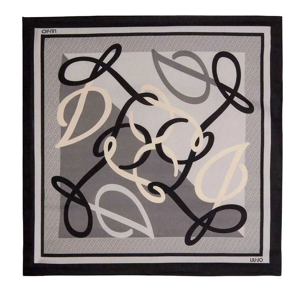 Foulard Donna 120 x 120 cm LIU JO stampa Logo Monogram Nero