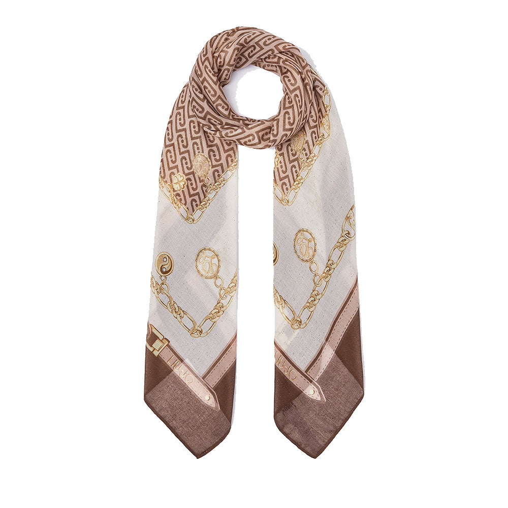 Foulard Donna 120 x 120 cm LIU JO stampa Charms e Catene Testa di Moro