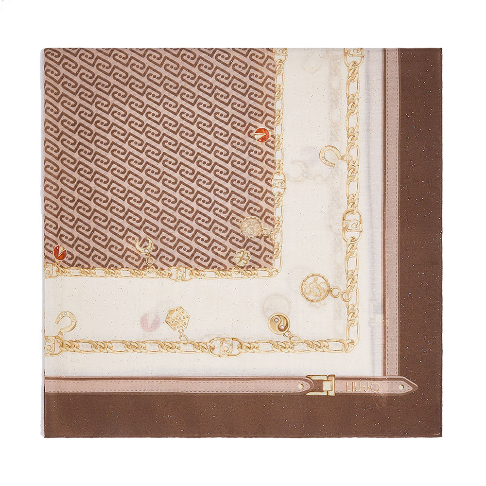 Foulard Donna 120 x 120 cm LIU JO stampa Charms e Catene Testa di Moro