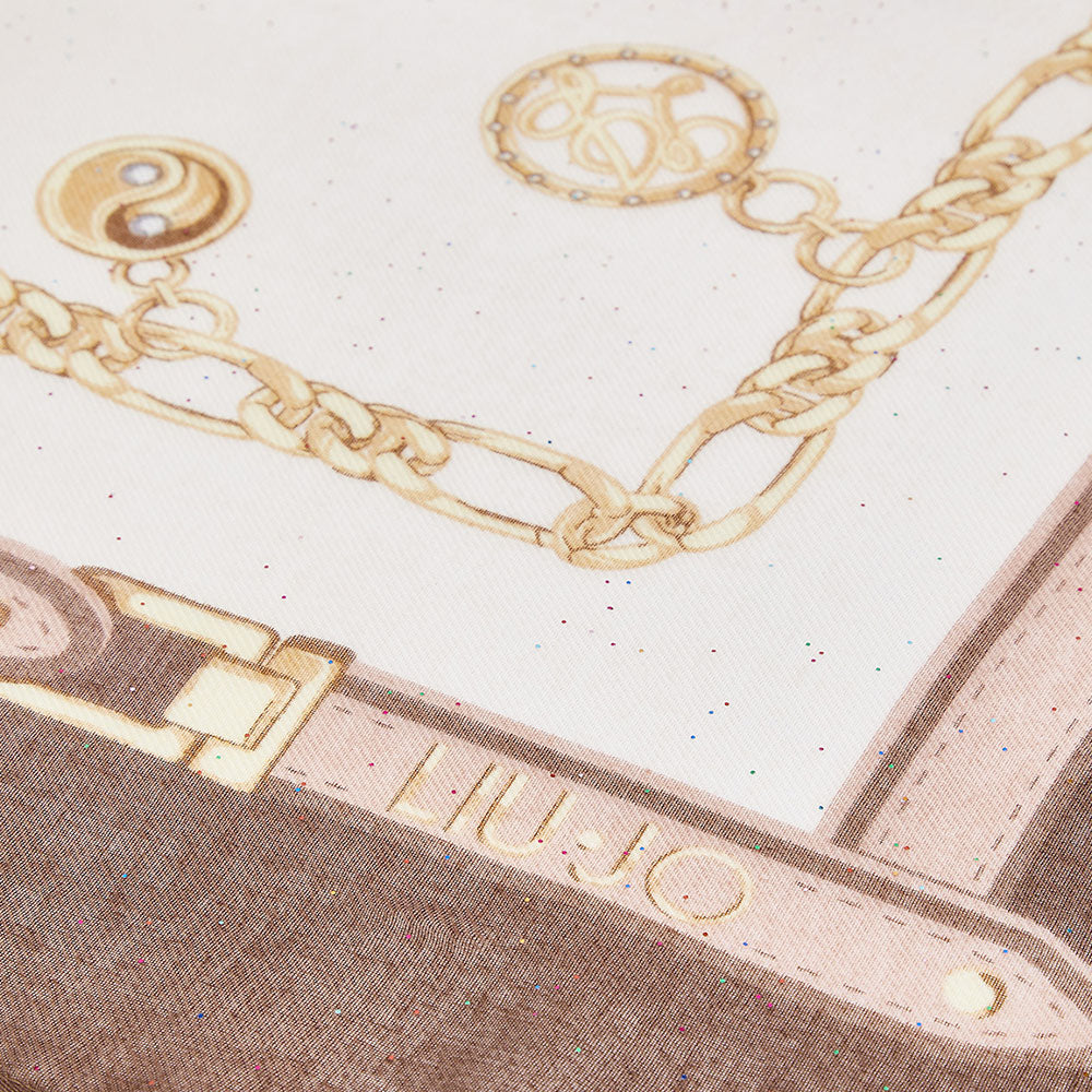 Foulard Donna 120 x 120 cm LIU JO stampa Charms e Catene Testa di Moro
