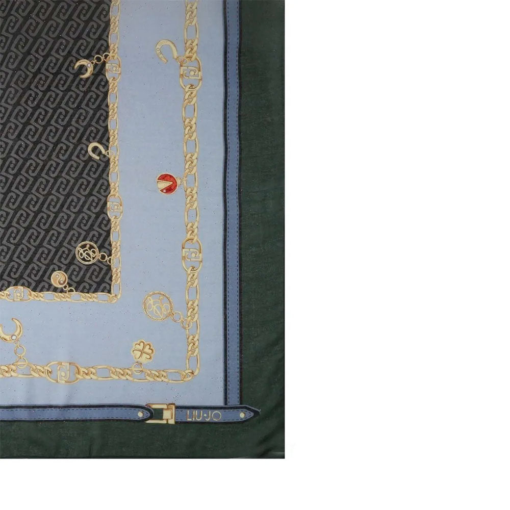 Foulard Donna 120 x 120 cm LIU JO stampa Charms e Catene Verde Foresta