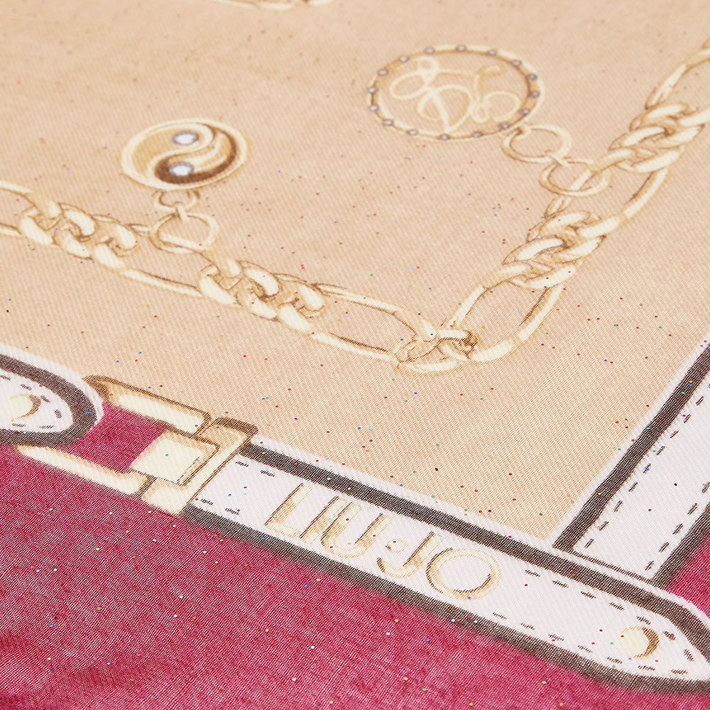 Foulard Donna 120 x 120 cm LIU JO stampa Charms e Catene Rosso