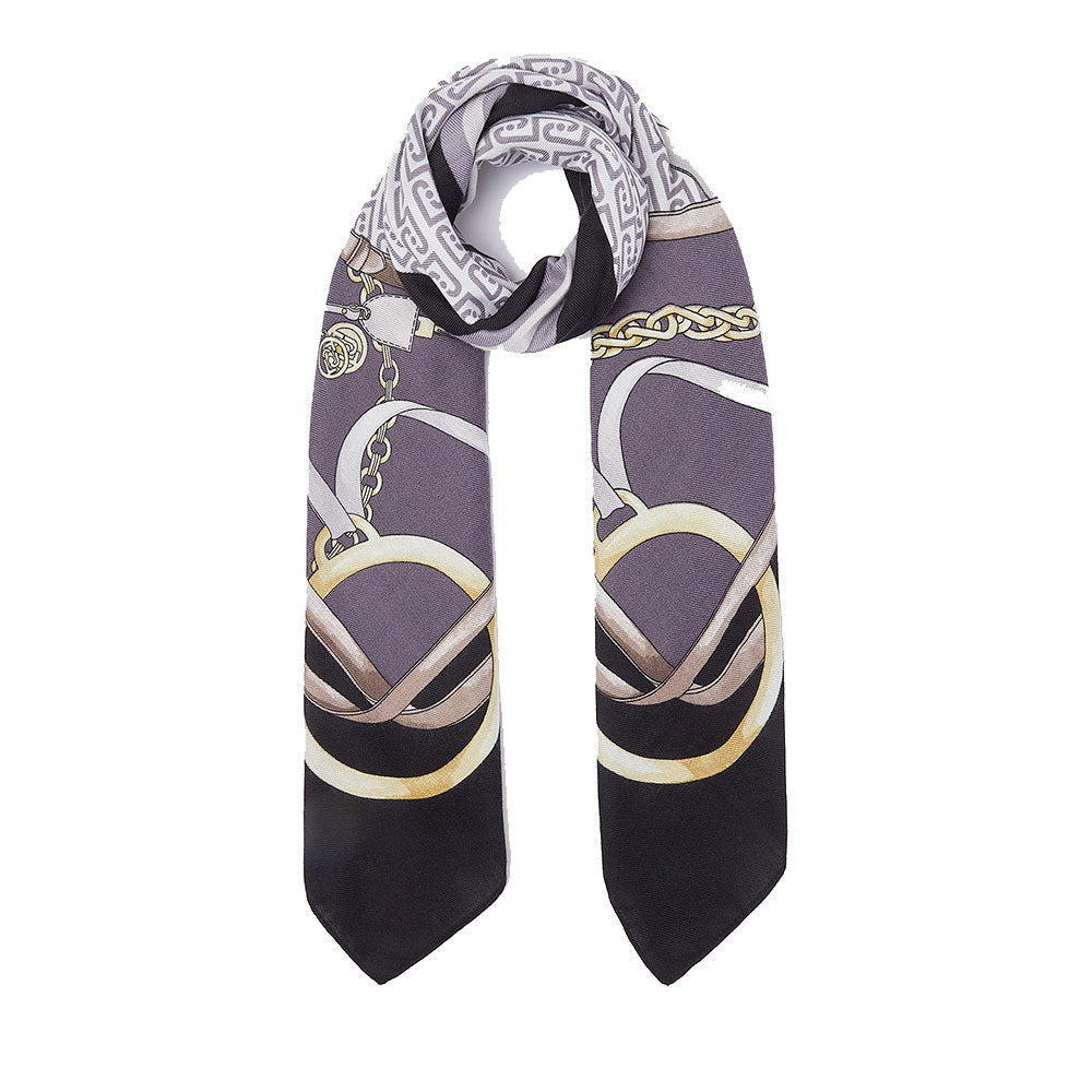 Foulard Donna 120 x 120 cm LIU JO stampa Logo e Catene Nero