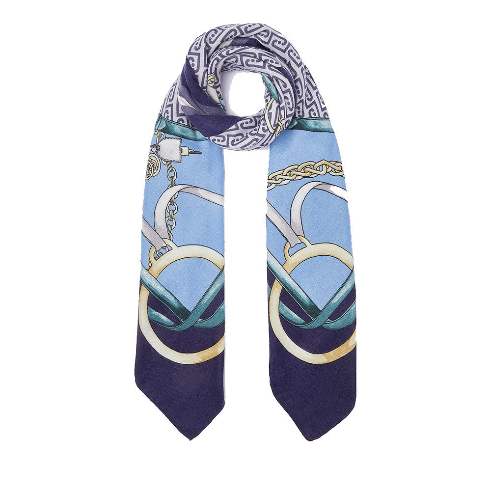 Foulard Donna 120 x 120 cm LIU JO stampa Logo e Catene Blu