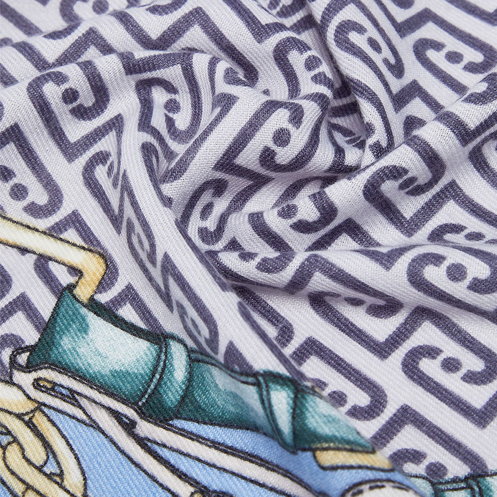 Foulard Donna 120 x 120 cm LIU JO stampa Logo e Catene Blu