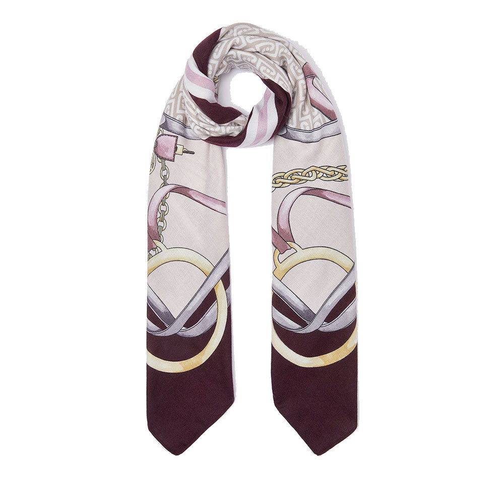 Foulard Donna 120 x 120 cm LIU JO stampa Logo e Catene color Melanzana