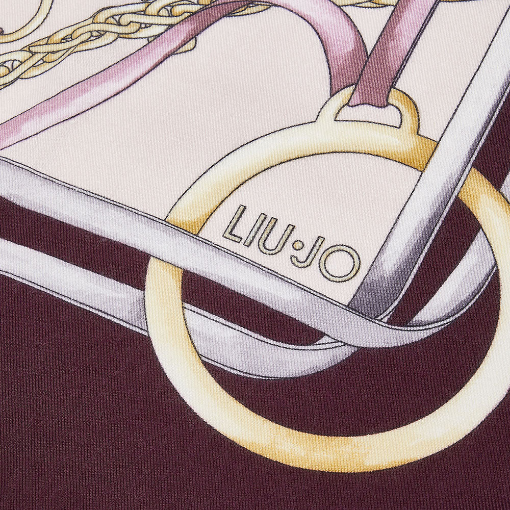 Foulard Donna 120 x 120 cm LIU JO stampa Logo e Catene color Melanzana