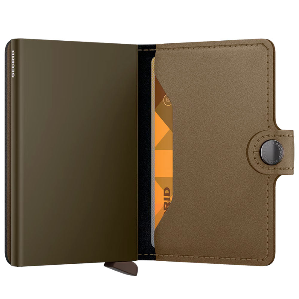 Kartenetui mit Clip SECRID Modell Miniwallet Matte Satin aus Leder in Bronze mit RFID-Schutz