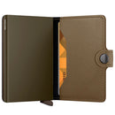 Kartenetui mit Clip SECRID Modell Miniwallet Matte Satin aus Leder in Bronze mit RFID-Schutz