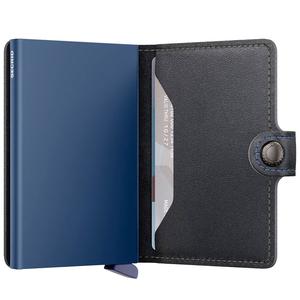 Porta Carte con Clip SECRID linea Miniwallet Original in Pelle Black-Navy con RFID