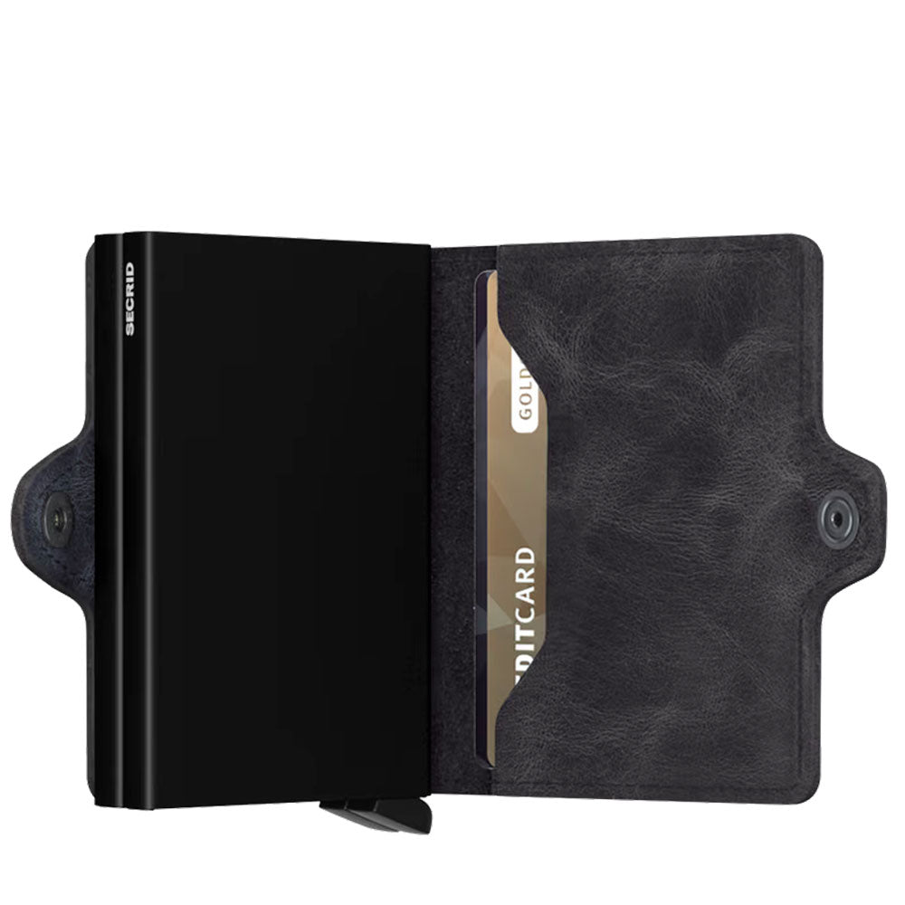 Porta Carte con Clip SECRID linea Twinwallet Vintage in Pelle Black con RFID