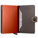 Kartenetui mit Clip SECRID Modell Miniwallet Matte aus Leder in Truffle und Orange mit RFID-Schutz