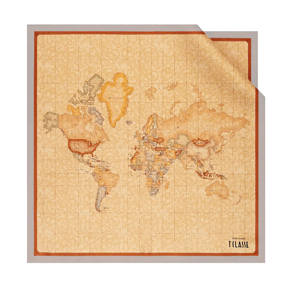 Foulard 70 x 70 cm 1A Classe Alviero Martini in Seta stampa Geo Classic e Greige 3170