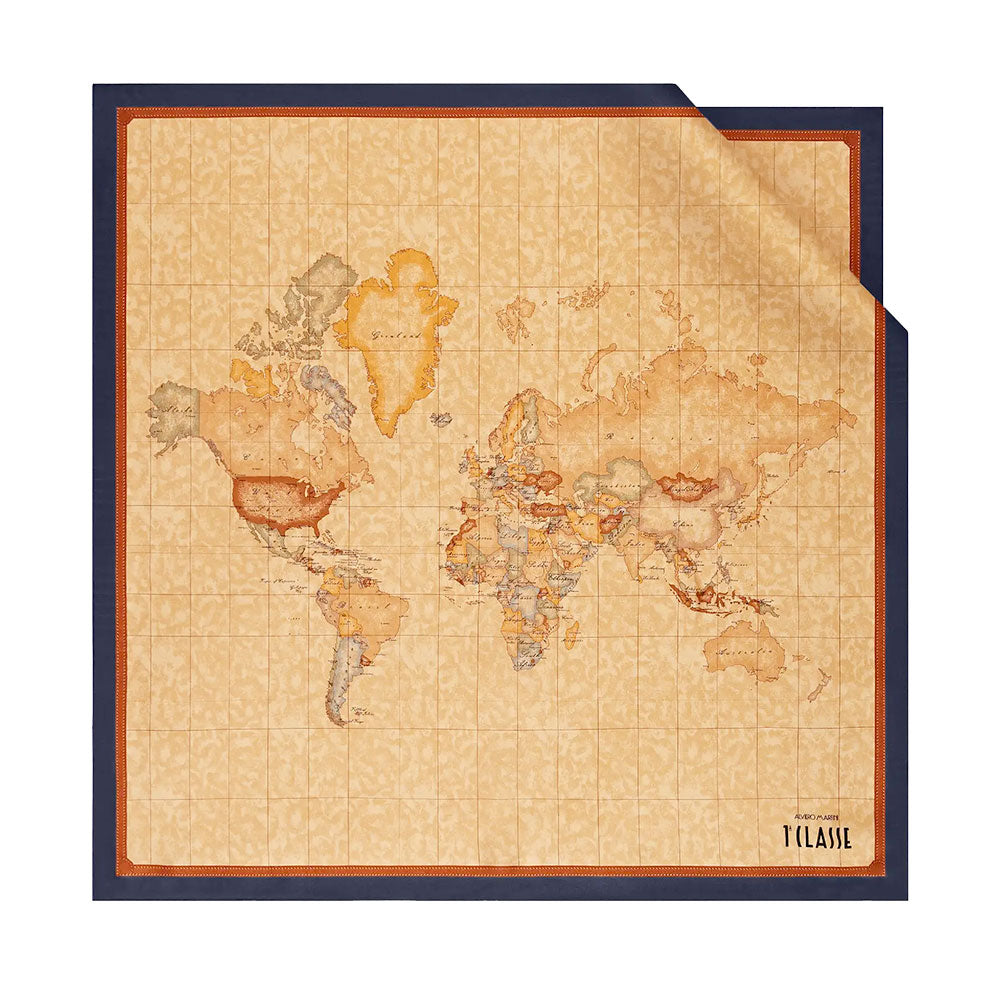 Foulard 70 x 70 cm 1A Classe Alviero Martini in Seta stampa Geo Classic e Blu Notte 3170