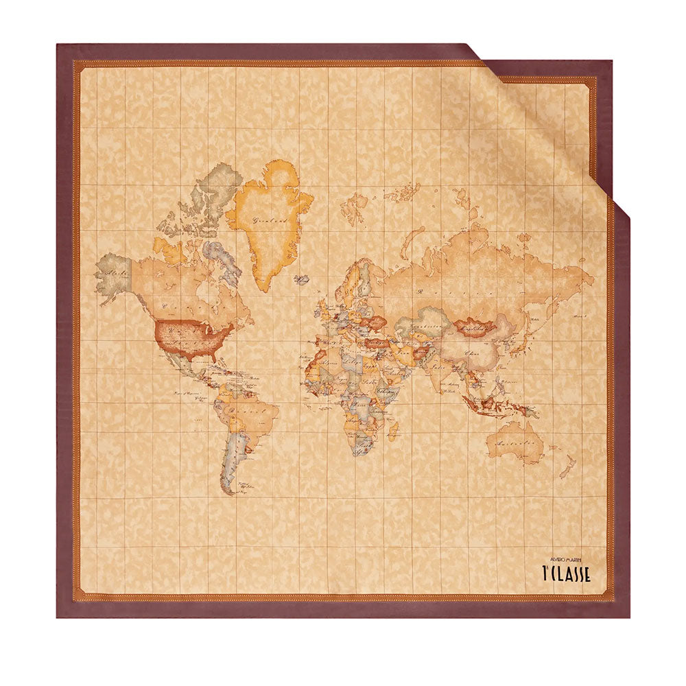 Foulard in Seta 70 x 70 cm 1A Classe Alviero Martini stampa Geo Classic e Bordeaux 3170