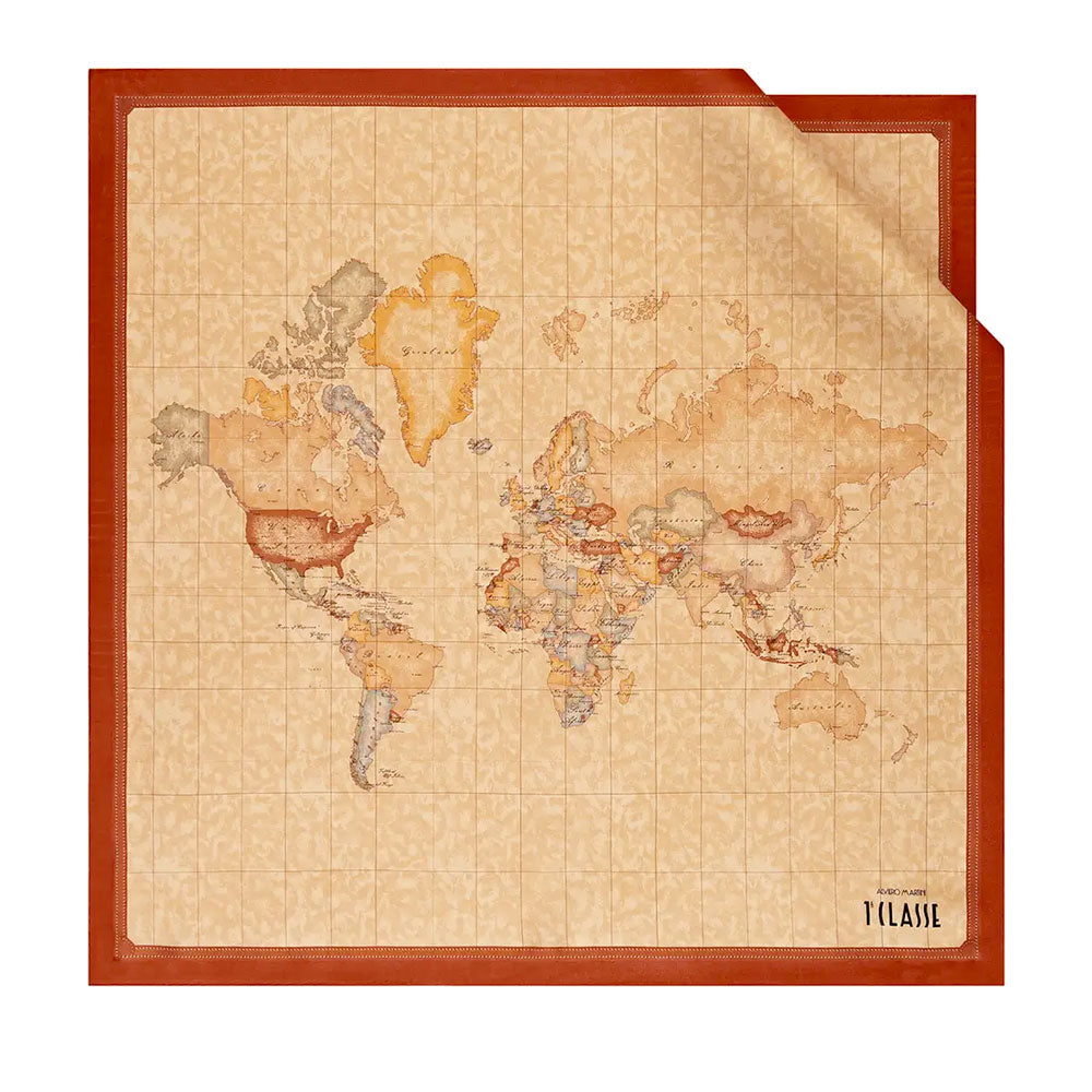 Foulard in Seta 70 x 70 cm 1A Classe Alviero Martini stampa Geo Classic e Arancione 3170