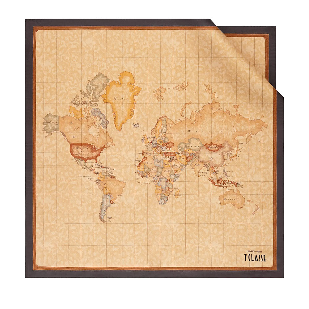 Foulard in Seta 70 x 70 cm 1A Classe Alviero Martini stampa Geo Classic e Marrone 3170