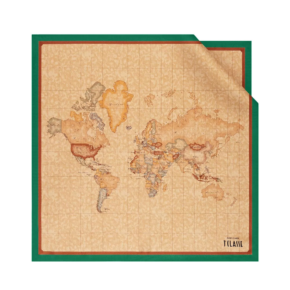 Foulard 70 x 70 cm 1A Classe Alviero Martini in Seta stampa Geo Classic e Verde Giada 3170