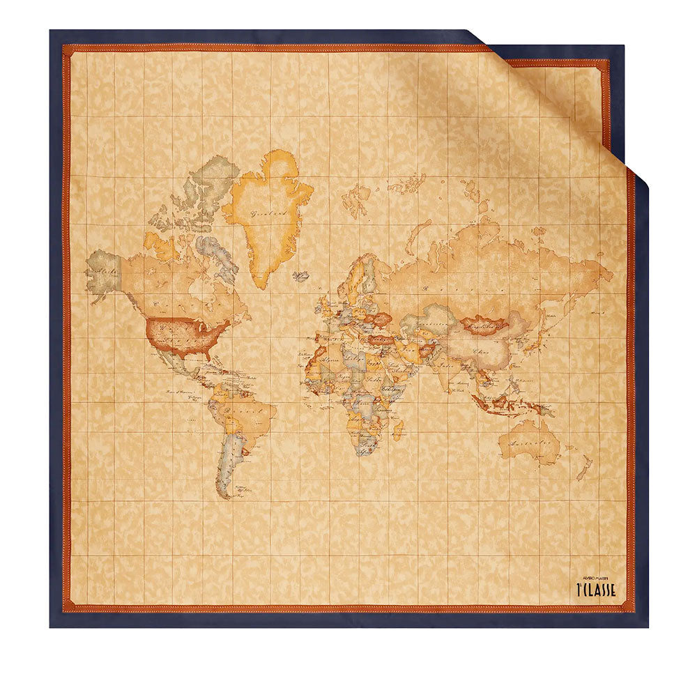 Foulard 90 x 90 cm 1A Classe Alviero Martini in Seta stampa Geo Classic e Blu Notte 3190