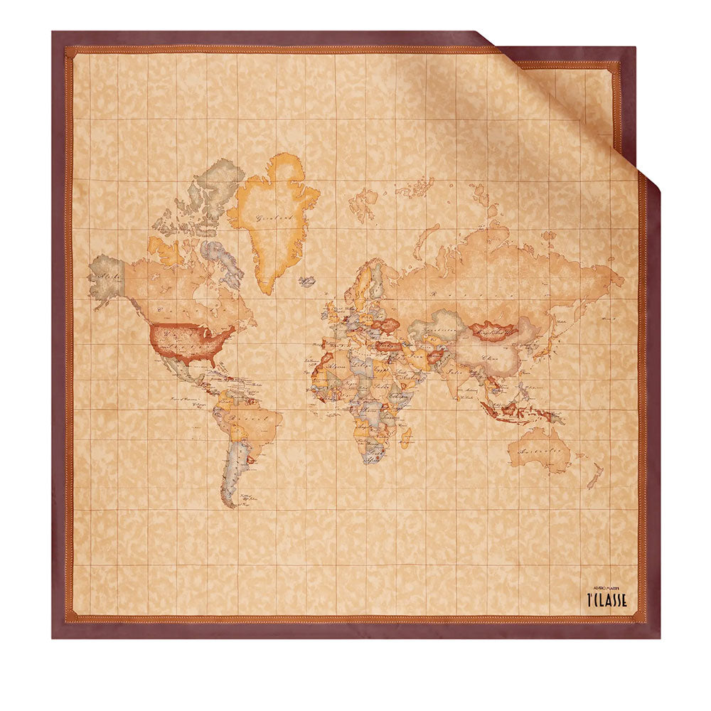 Seidentuch 90 x 90 cm 1A Classe Alviero Martini Geo Classic Druck und Bordeaux 3190