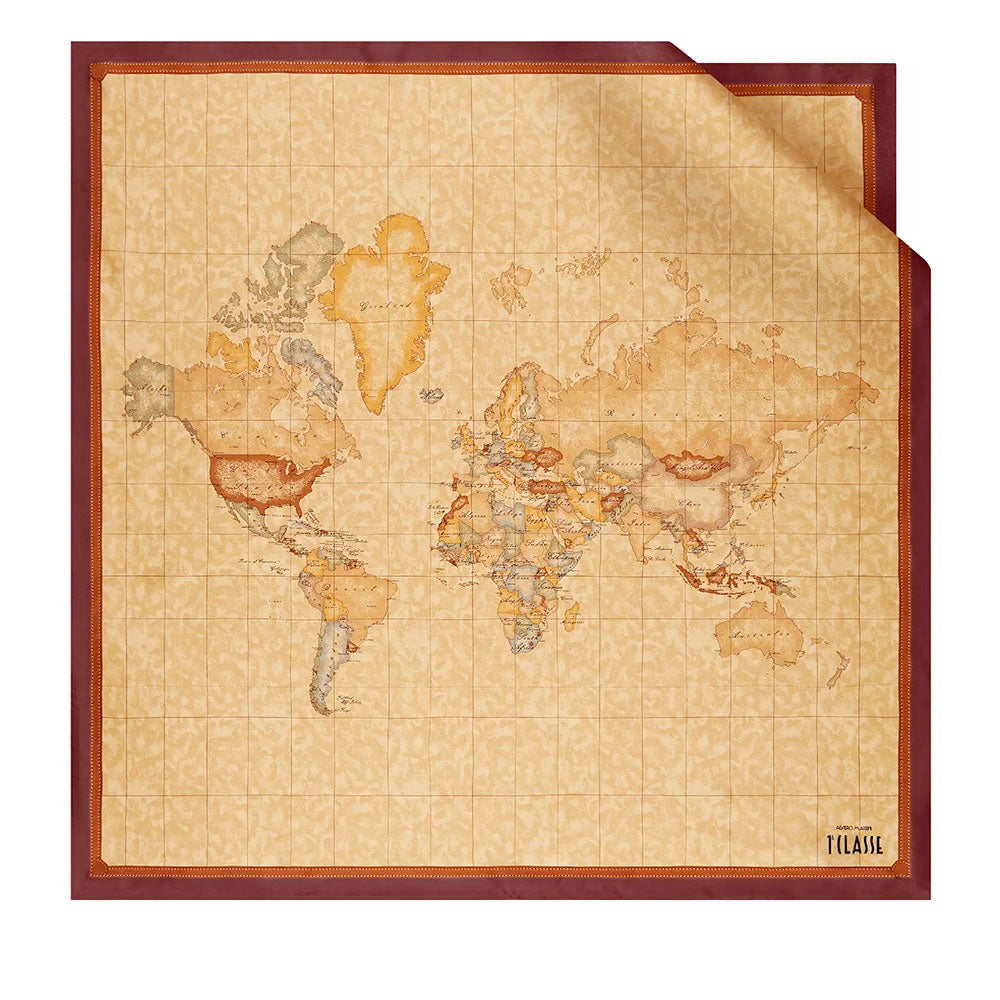 Foulard 90 x 90 cm 1A Classe Alviero Martini in Seta stampa Geo Classic e Rosso Acero 3190