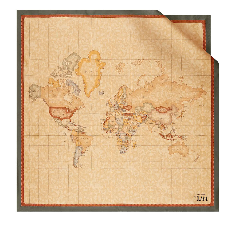 Foulard 90 x 90 cm 1A Classe Alviero Martini in Seta stampa Geo Classic e Verde Muschio 3190