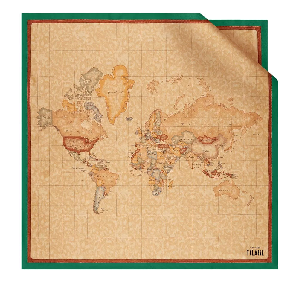 Foulard 90 x 90 cm 1A Classe Alviero Martini in Seta stampa Geo Classic e Verde Giada 3190