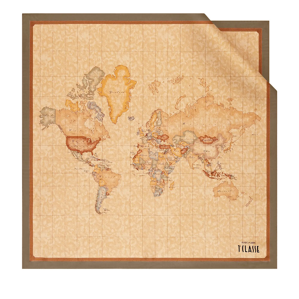 Foulard in Seta 90 x 90 cm 1A Classe Alviero Martini stampa Geo Classic e Verde Oliva 3190