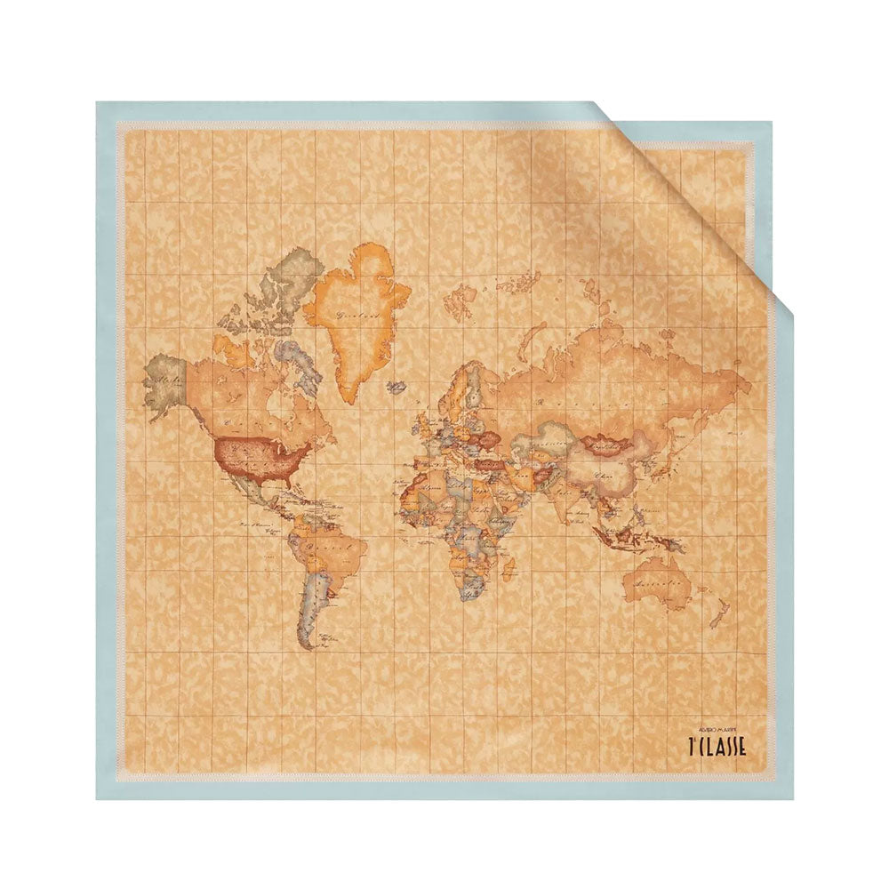 Foulard 70 x 70 cm 1A Classe Alviero Martini in Seta stampa Geo Classic e Azzurro Artico 3270