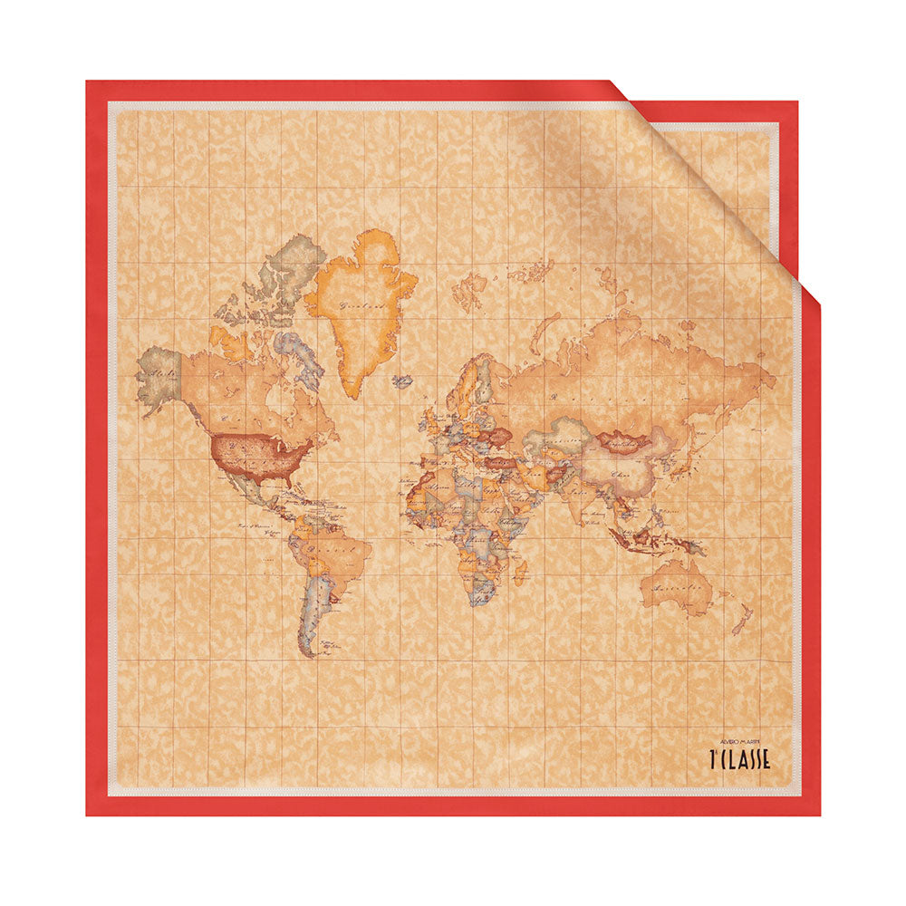 Foulard 70 x 70 cm 1A Classe Alviero Martini in Seta stampa Geo Classic e Rosso Papavero 3270
