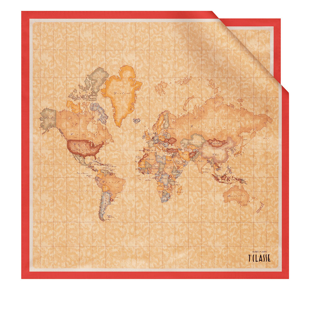 Foulard 90 x 90 cm 1A Classe Alviero Martini in Seta stampa Geo Classic e Rosso Papavero 3290