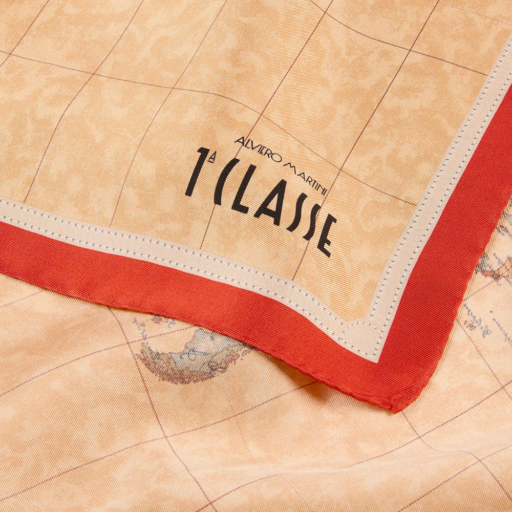 Foulard 90 x 90 cm 1A Classe Alviero Martini in Seta stampa Geo Classic e Rosso Papavero 3290